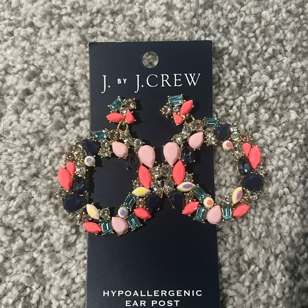 J crew hoop earrings - pretty stone details